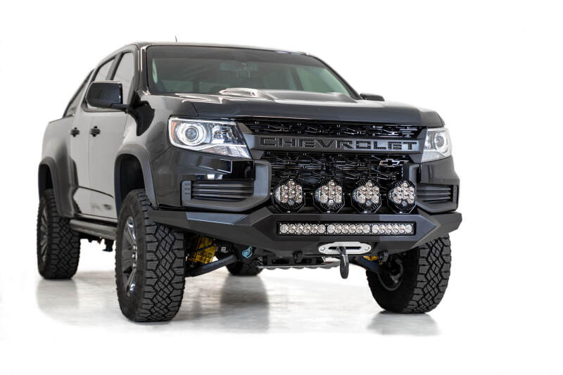 Chevrolet Colorado ZR2 Bumper - Front - Addictive Desert Designs - Stealth Fighter - Hammer Black with Satin Black panels - `21-`27